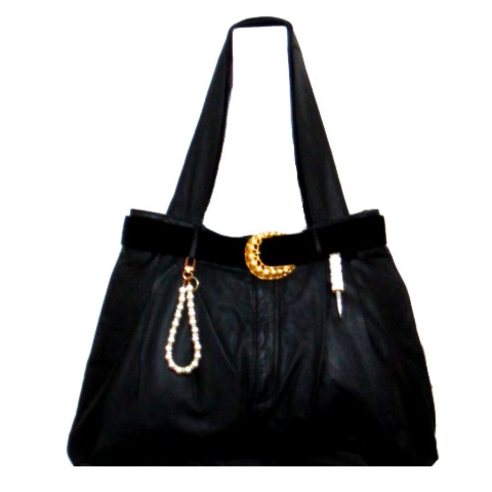 Leather Tote Bag Upcycle Slacks with Scarf